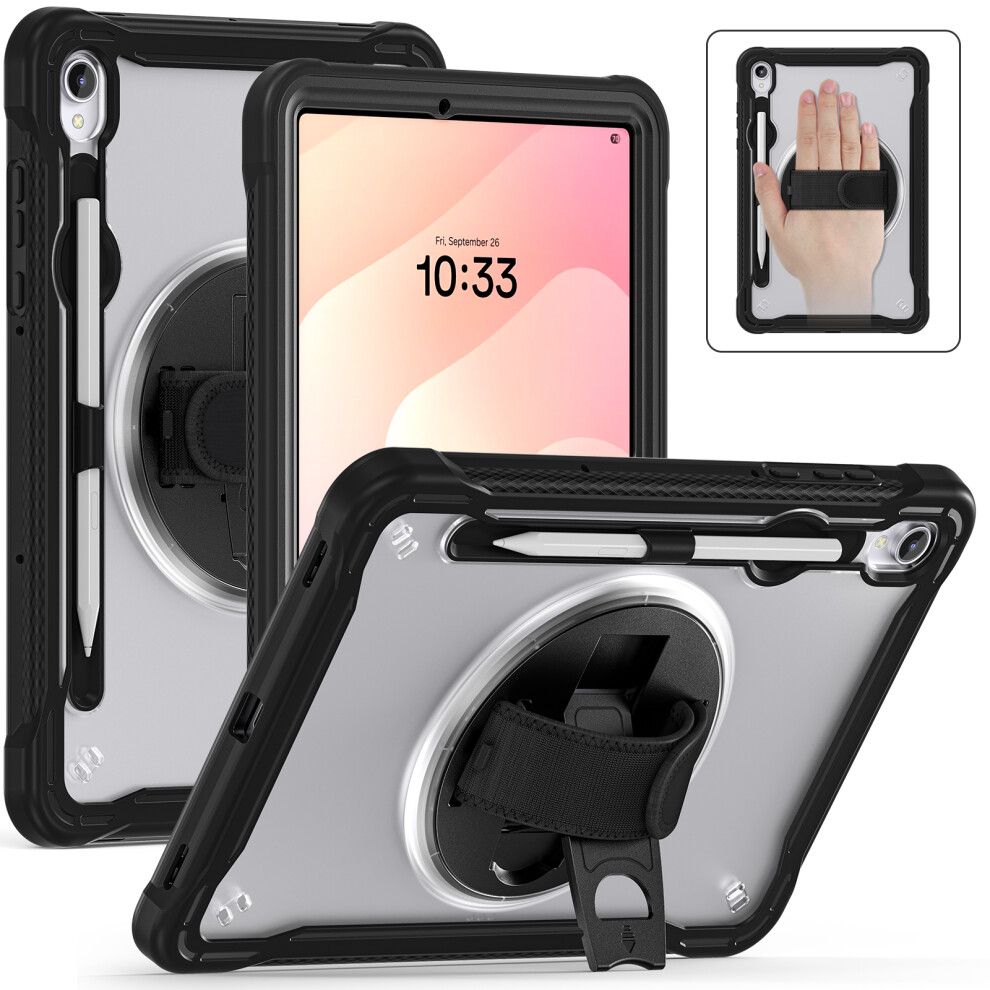 (Transparent) For Samsung Galaxy Tab S11 Case Kickstand Pc + Tpu + Silicone Tablet Cover With Rotary Hand Strap 6914282387879