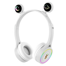 Căști wireless Bluetooth, design cu ochi drăguți și bandă de susținere pliabilă și reglabilă pentru copii și adulți (1 buc.)