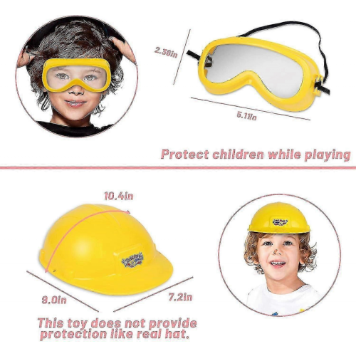 Girls' Pretend Play Construction Tool Set with Hat, Tool Box, Tape Measure, Drill, Hammer 2