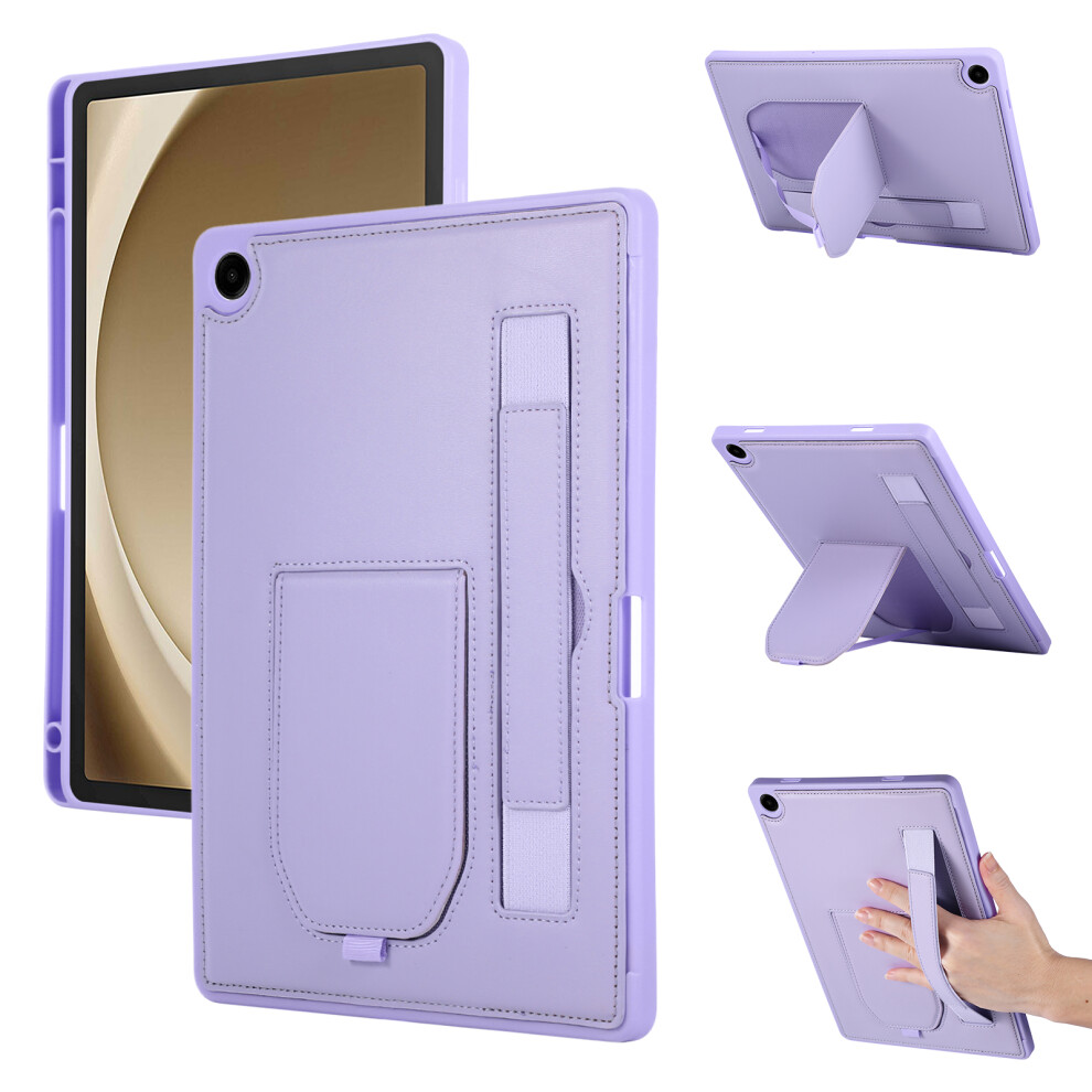 (Purple) For Samsung Galaxy Tab A11 / A9 Case Kickstand Pu + Tpu Tablet Cover With Wristband / Pen Slot Purple 6914282592846