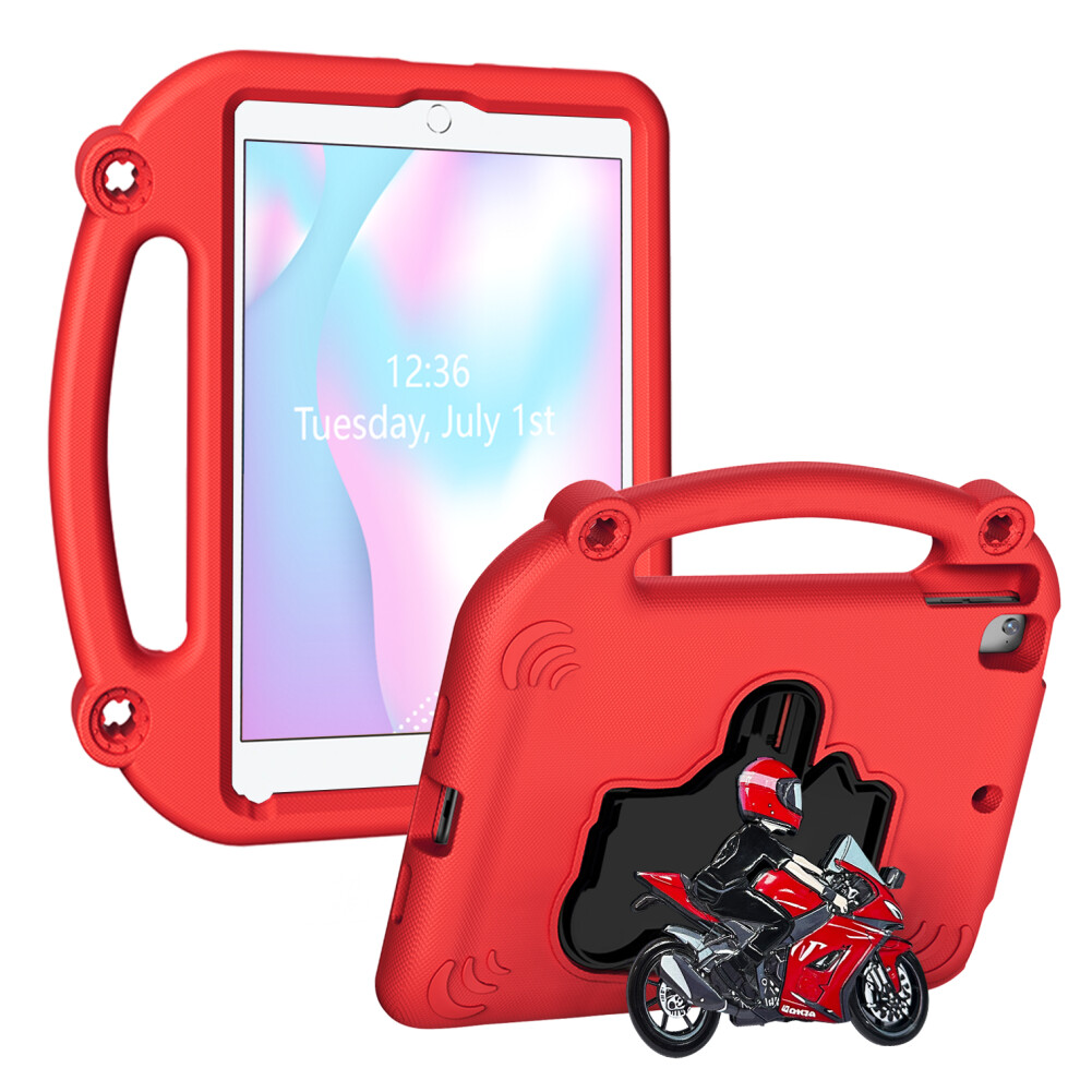 (Red) Eva Case For Ipad 9.7-Inch (2018) / (2017) / Air 2 / Air (2013) Motorcycle Kickstand Shockproof Tablet Cover With Handle Red 6914288864794