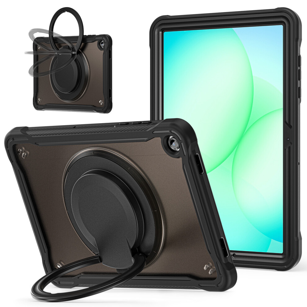 (Transparent ) For Samsung Galaxy Tab A11+ Case Rotary Kickstand Pc + Tpu + Silicone Tablet Cover Black 6914289677799