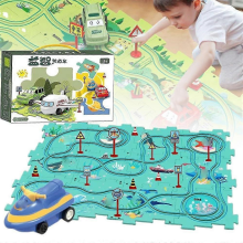 Ocean World Children's Educational Puzzle Track Car Play Set - DIY Puzzle Tracks with Vehicles
