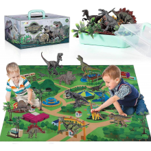 Dinosaur Adventure Play Set with T-rex, Triceratops, Playmat & Trees, Educational Gift for Kids