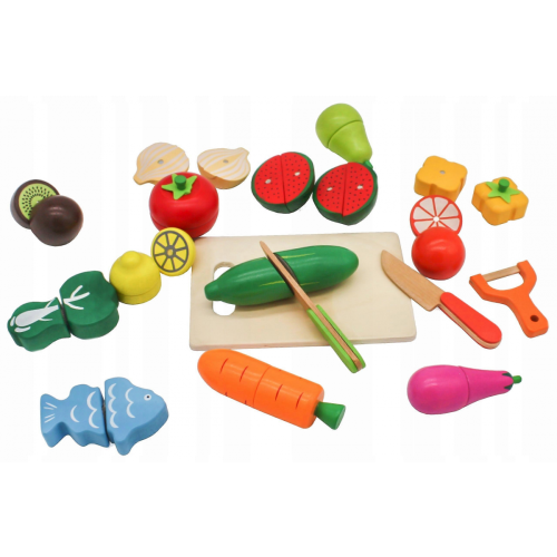 Set da taglio per frutta e verdura in legno, 17 pezzi 1