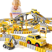 iHaHa 236 Pezzi Set Costruzione per Bambini 3-5 Anni con 6 Auto e Pista Flessibile