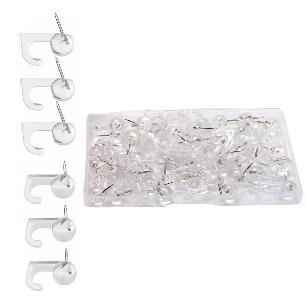 30/50 Pcs Push Pin Picture Hooks Cork Board Hooks-Clear 50 7696001285794