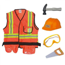 Kids Construction Worker Costume Builder Career Outfit Role Play Dress Up Kit