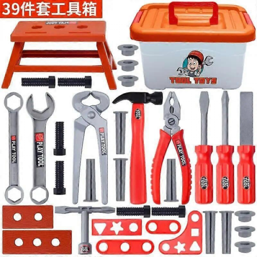 39 Pcs Kids Toolbox Kit Toy Simulation Repair Tools Drill Plastic Game Learning Engineering Puzzle Gift for Boys Play House