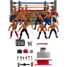 Mini Wrestling Figure Playset with Square Ring, Wrestler Warriors Toys for Boys Gift - MXBC