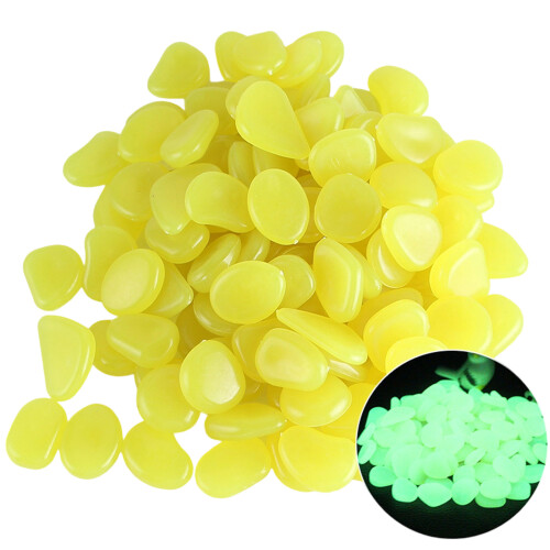 100 Glow Stone for Night Visibility Landscape Pebbles-Yellow