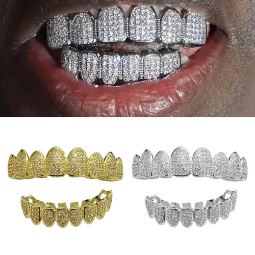 Gold/Silver Plated Teeth Teeth Brace Halloween Costume-Silver 2