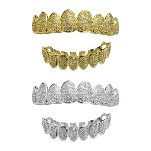 Gold/Silver Plated Teeth Teeth Brace Halloween Costume-Silver 1