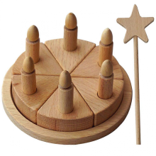 11.30X11.29X2.00CM Wooden Birthday Cake DIY Pretend Play Food Toy Set for Kids