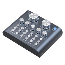 Carte son avec changeur de voix pour diffusion en direct, design léger, 18 effets sonores et 6 modes d'effet, réduction du bruit, microphone et