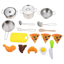 16.5X10X3CM Kids Cooking Toy Kit Stainless Steel Cookware Role Play Toy for Boys Girls