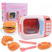 PinkKids Elektrische Mikrowelle mit Zeitschaltuhr – Küchenspielzeug-Set für Kinder