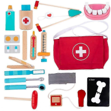 Wooden Pretend Play Doctor Educational Toys For Children Simulation Dentist Set Role Playing Games