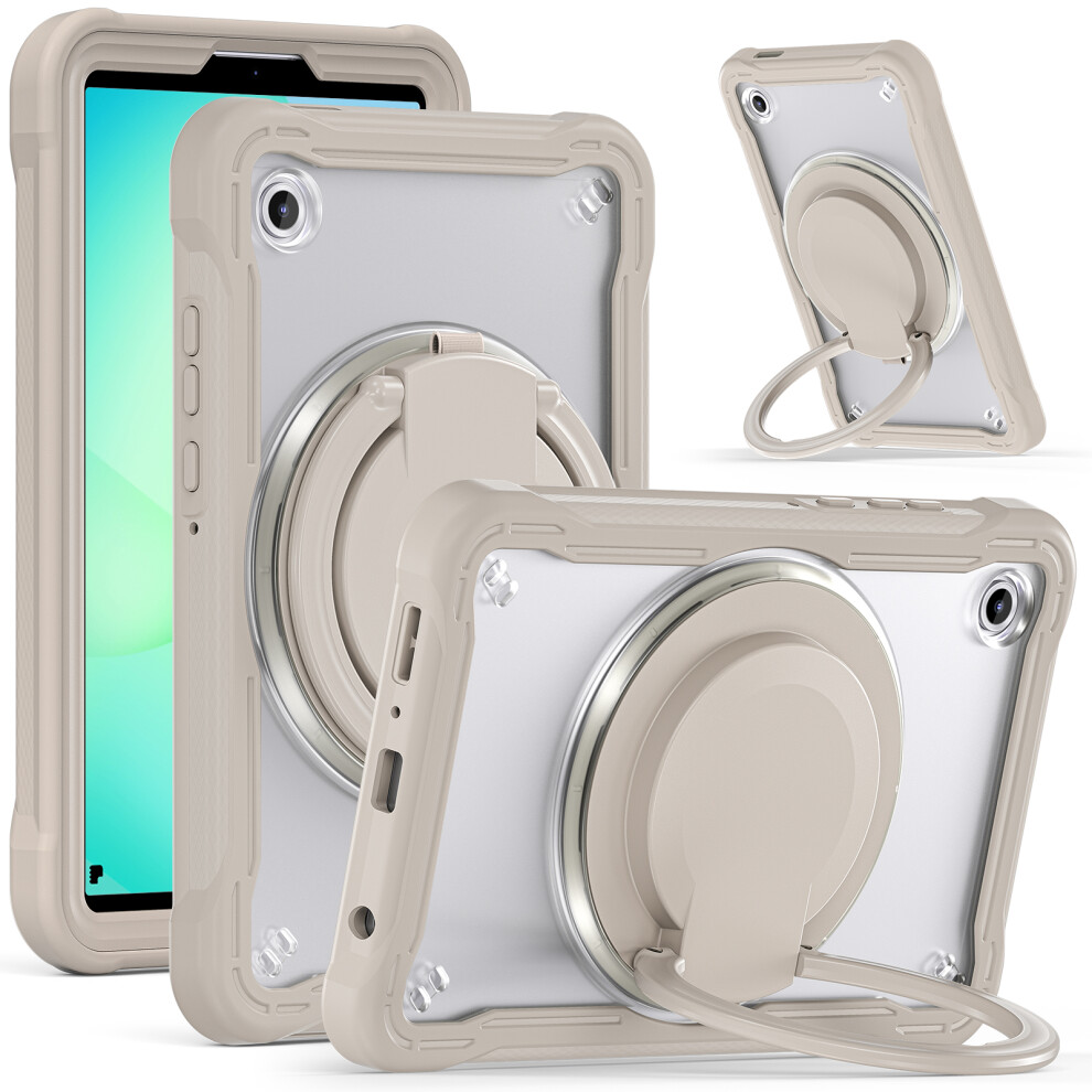 (Khaki) For Samsung Galaxy Tab A11 Case Rotary Kickstand Pc + Tpu + Silicone Tablet Cover 6914287439498