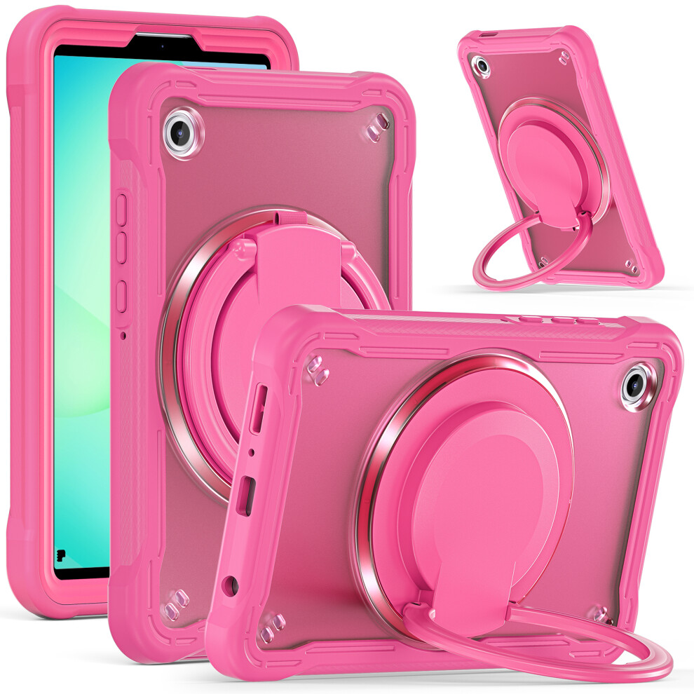 (Rose) For Samsung Galaxy Tab A11 Case Rotary Kickstand Pc + Tpu + Silicone Tablet Cover 6914283889945