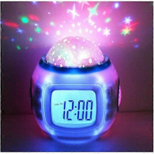 Musical Star Projector Alarm Clock for Kids, LED Night Light, Christmas Birthday Gift