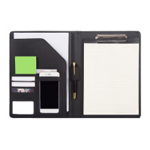 Leather Conference Folder Clipboard Folder-Blue no calculator