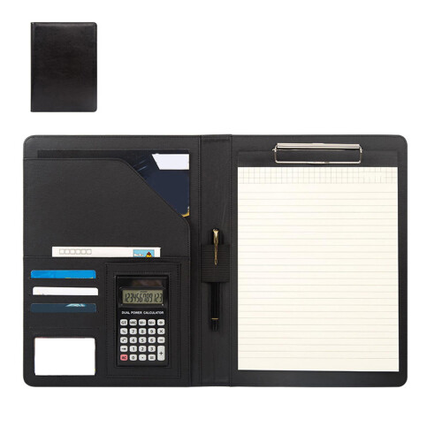 Leather Conference Folder Clipboard Folder-Blue no calculator 2
