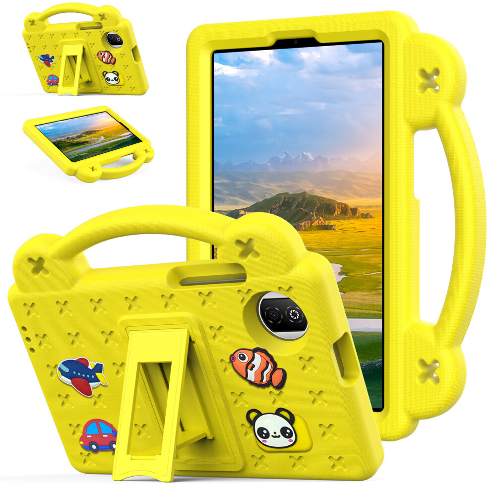 (Yellow) For Honor Pad X7 Case Kids Cartoon Patterns Hand Grip Kickstand Tablet Eva Cover Yellow 6914287802827