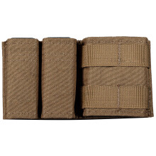 Porta-carregador tático compatível com sistema MOLLE, ampla compatibilidade garante uso versátil para diversos tamanhos de carregadores.