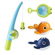 Dunkelblau + Orange Baby-Badewannenspielzeug, Schwimmendes Angelspielzeug für Kinder
