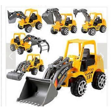 Giocattolo per bambini, set di veicoli da costruzione in miniatura: auto, camion, escavatore, regalo per ragazzi (colore)