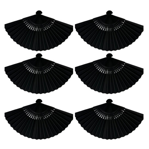 6Pcs Decorative Dance Fans Thick Paper and Bamboos Handle-B