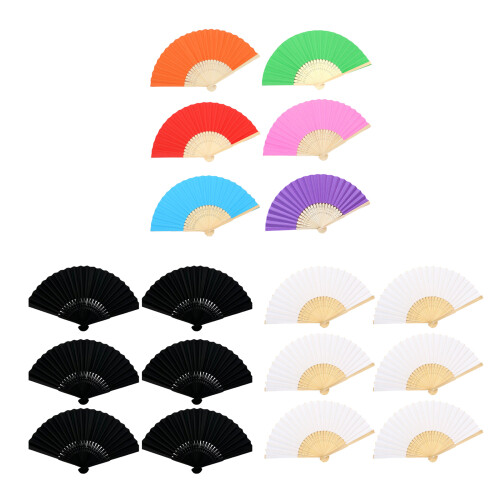 6Pcs Decorative Dance Fans Thick Paper and Bamboos Handle-B 1