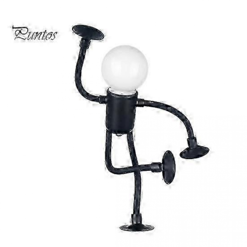 Black LED Bedside Lamp, Changeable Shape Funny Night Light with Suction Cup, Soft Glow DIY Cute Light Bulb Man Mini Lamp
