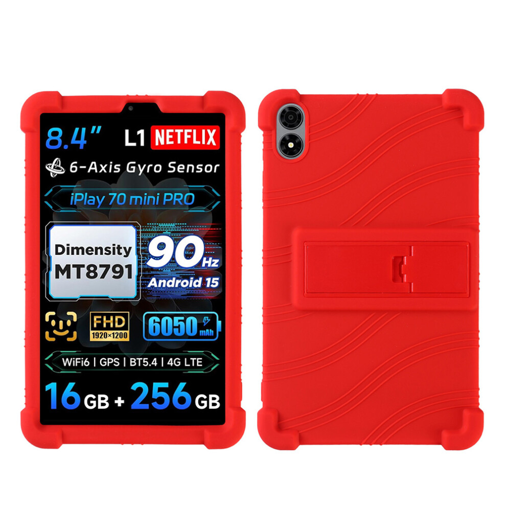 (Red) For Alldocube Iplay 70 Mini Pro Case Adjustable Kickstand Silicone Tablet Protective Cover Red 6914289364064