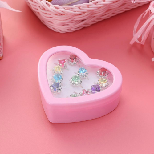 12 Pezzi Set Anelli Bambini con Rubino, Gioielli Giocattolo in Plastica per Ragazze e Ragazzi 2