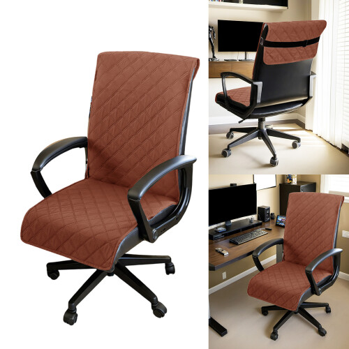 Housse de chaise de bureau Cozys, Design antidérapant,-café L 1