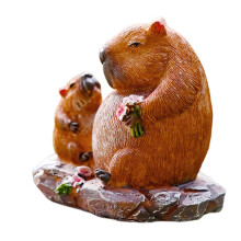 Figurine d'animal Capybara mère-enfant en résine, ornement