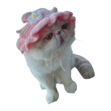 Chapeau de fleur de chiot chapeau au crochet chien-Fleurs roses
