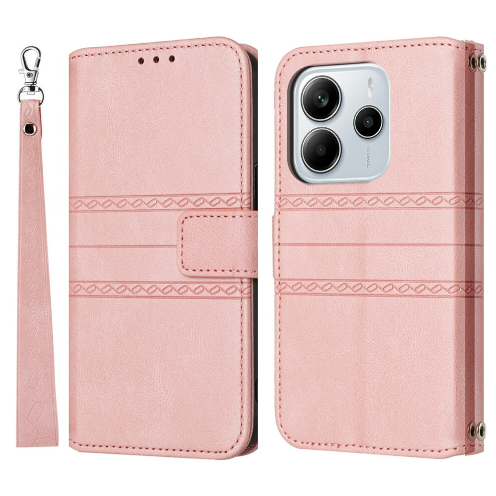 (Pink) For Xiaomi Redmi Note 14 4G (163.25Mm) Case Wallet Skin-Touch Leather Imprinted Phone Cover Pink 6914289298949