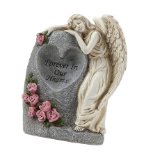 Solar Powered Outdoor Angel Vase Memorials Decoration-White