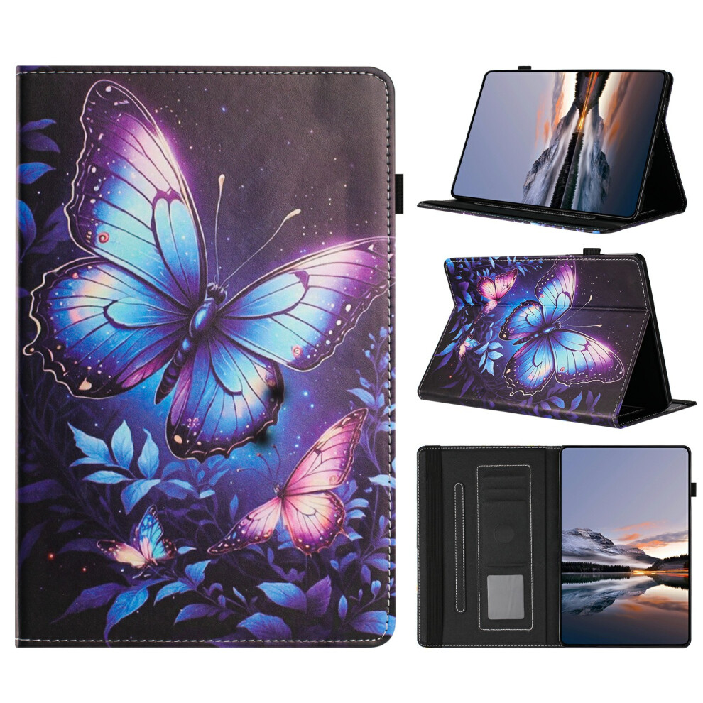 (Butterfly) Litchi Painting Leather Case For Amazon Kindle 6" (2024) / (2022) Card Slot Tablet Cover With Auto Wake / Sleep Grain 6914289250114