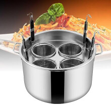Multifunctional Noodle Pot 41.5 Cm, Stainless Steel, 4 Sieve Inserts, Compatible With All Stove Types