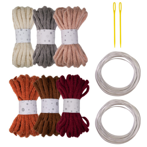 6Pcs Colorful Polyester Rope 7mmX5Meters Hollow-Combination 2