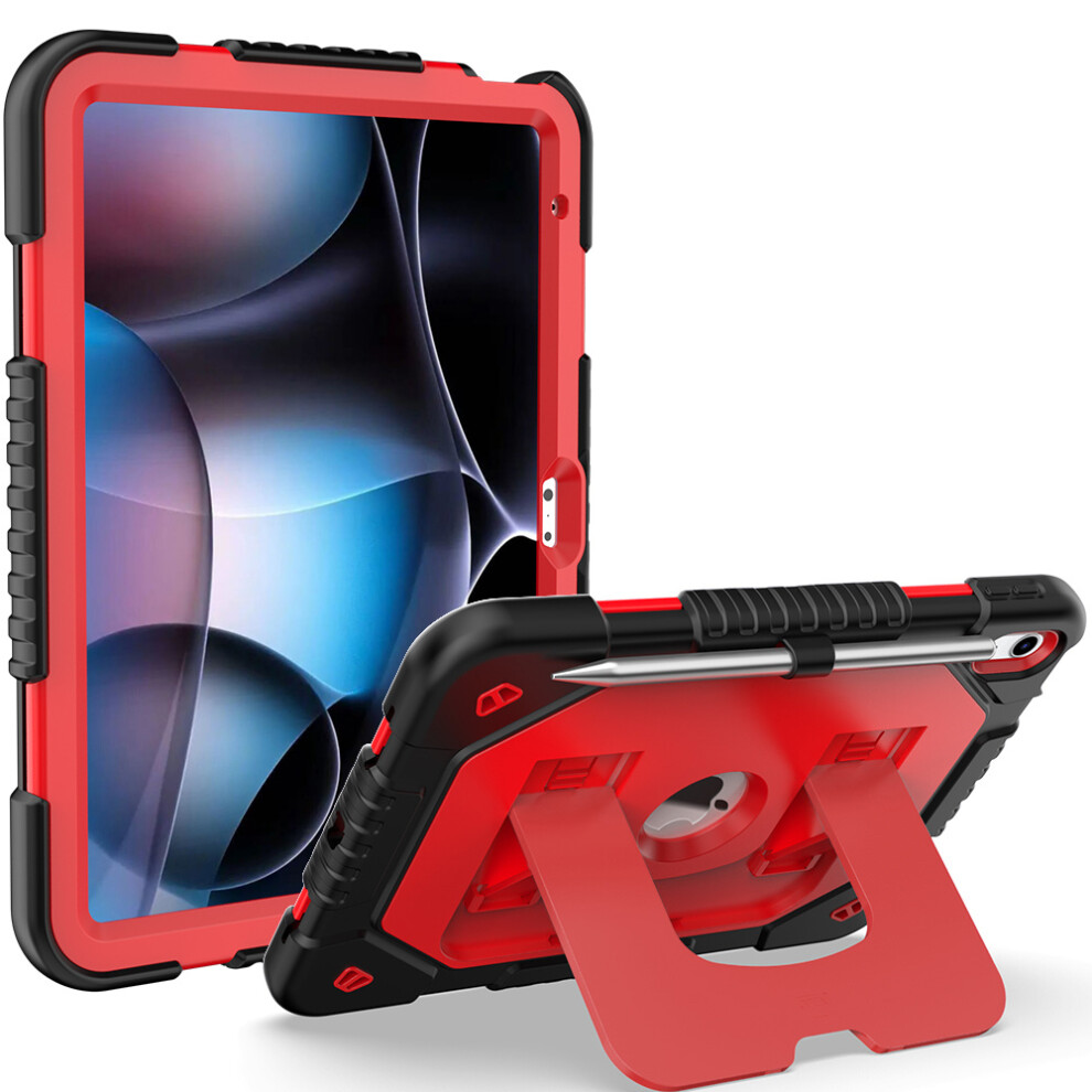 (Red) For Ipad (2025) / Ipad 10.9 (2022) Case Kickstand Silicone + Pc Tablet Cover Red 6914282157359