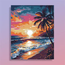 Paint by Numbers for Adults Sunset Sea View DIY Oil Painting Kit Canvas with Brushes 24x30 Inch