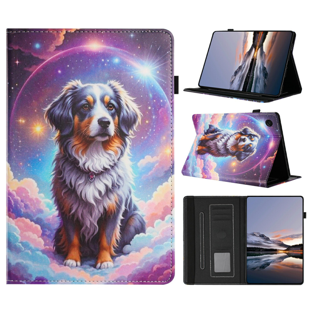 (Dog) Litchi Painting Leather Case For Samsung Galaxy Tab A11+ / A9+ Card Slot Tablet Cover With Auto Wake / Sleep Grain 6914288929974