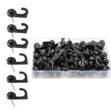 30/50 Pcs Bulletin Board Hooks Push Pin Hooks-Black 50