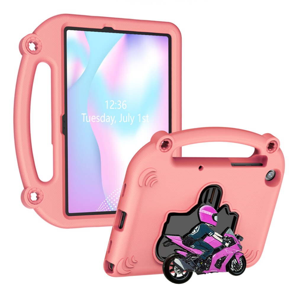 (Pink) For Samsung Galaxy Tab A11+ / A9+ Eva Case Motorcycle Kickstand Shockproof Tablet Cover With Handle Pink 6914280105543