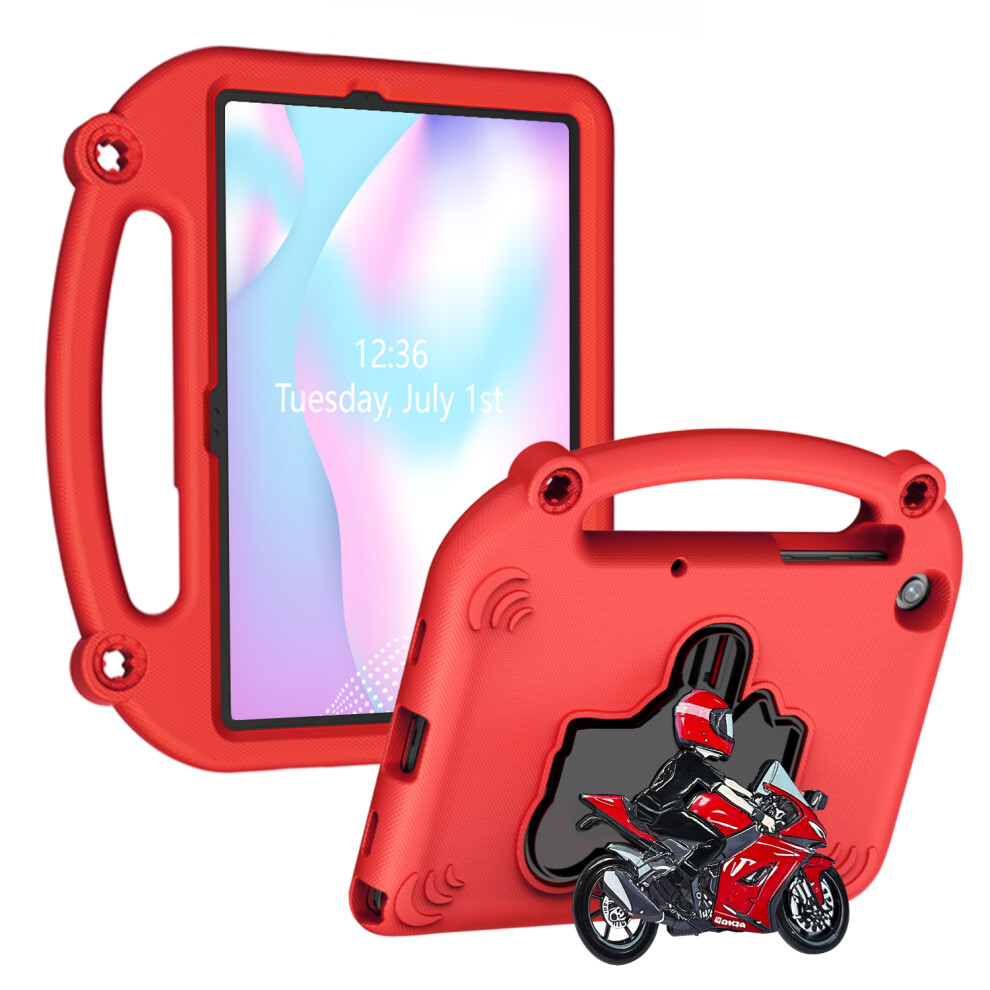 (Red) For Samsung Galaxy Tab A11+ / A9+ Eva Case Motorcycle Kickstand Shockproof Tablet Cover With Handle Red 6914282026167